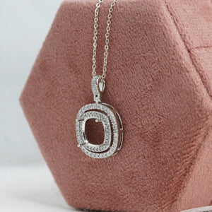 [Cushion Cut Semi Mount Pendant]-[Ouros Jewels]