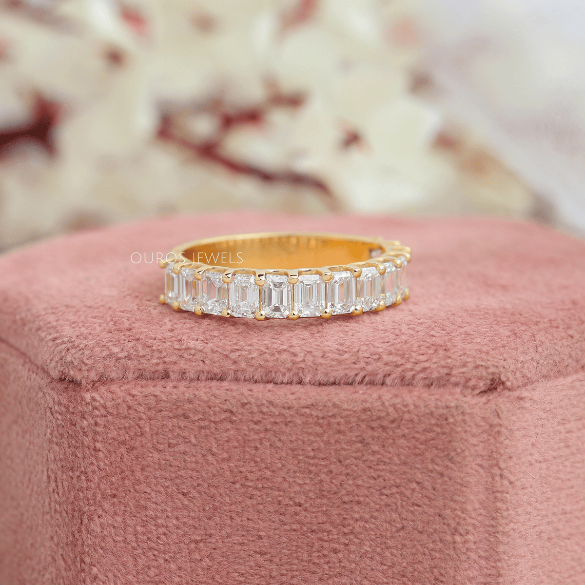 Emerald Half Eternity Wedding Band Ouros Jewels