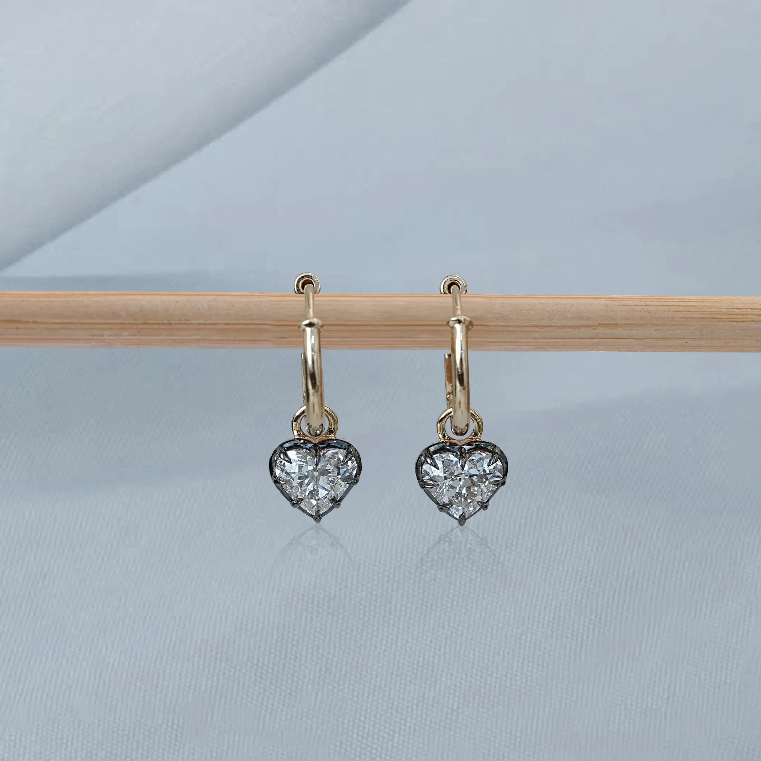 Old Mine Heart Diamond Dangle Earrings