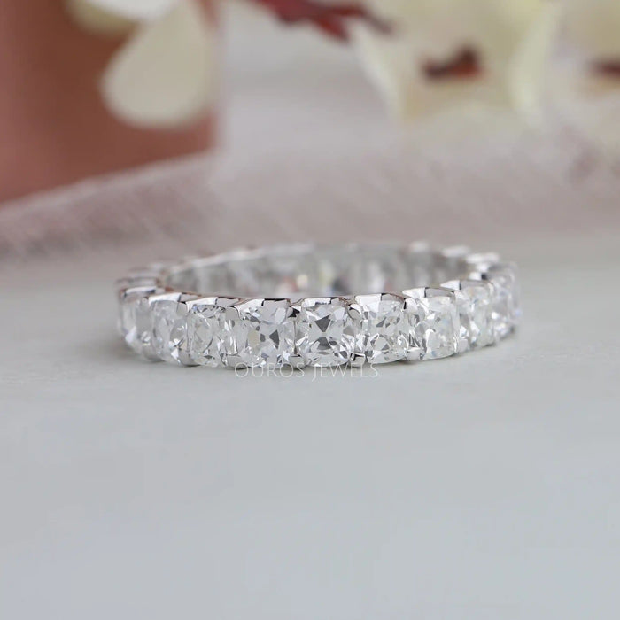 Old Mine Cushion Cut Eternity Wedding Band