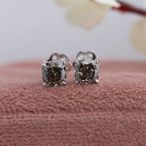 [Olive Cushion Cut Stud Earrings]-[Ouros Jewels]