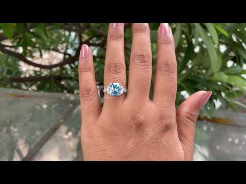 old mine cushion cut blue diamond ring 