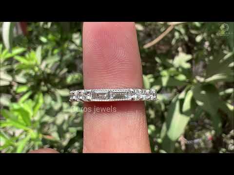 See this youtube Video of Baguette and Round Diamond Wedding Band