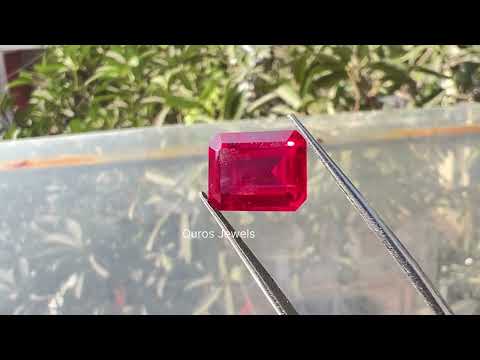 9.27 Carat Emerald Shape Light Red Ruby Gemstone