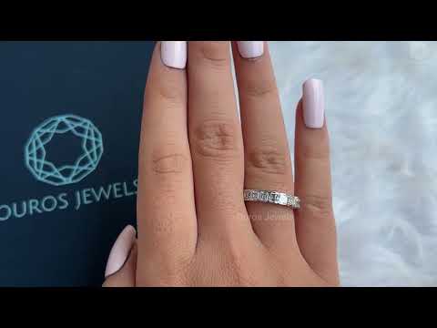 Youtube video of Asscher Cut Lab Diamond Half Eternity Wedding Band.