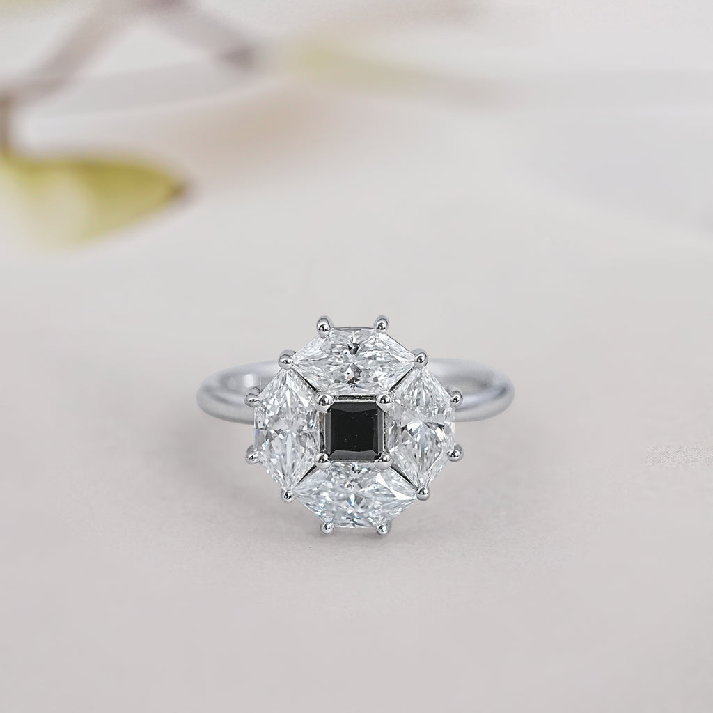 princess cut 4 clover diamond ring