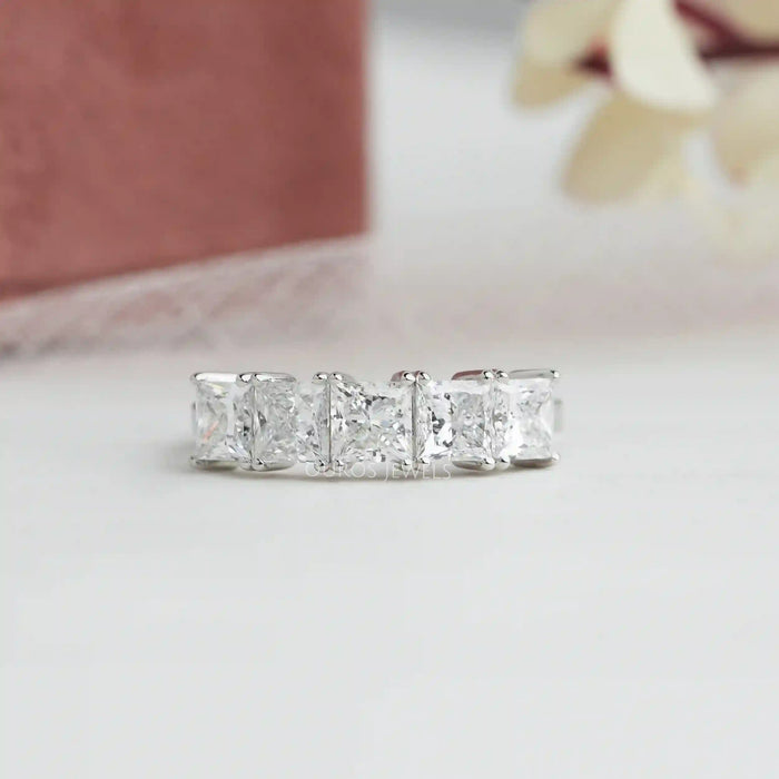 Fünf Steine Prinzessin schliff Labor Diamant Ring