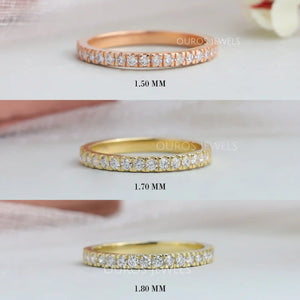 Round Cut Lab Grown Diamond  Half Eternity Wedding Band