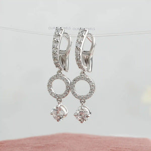 [Round Diamond Drop Earrings]-[Ouros Jewels]