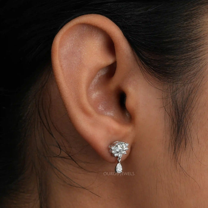 [Half Pear Cut Drop Earrings]-[Ouros Jewels]