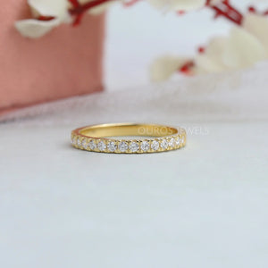 Round Cut Lab Grown Diamond  Half Eternity Wedding Band