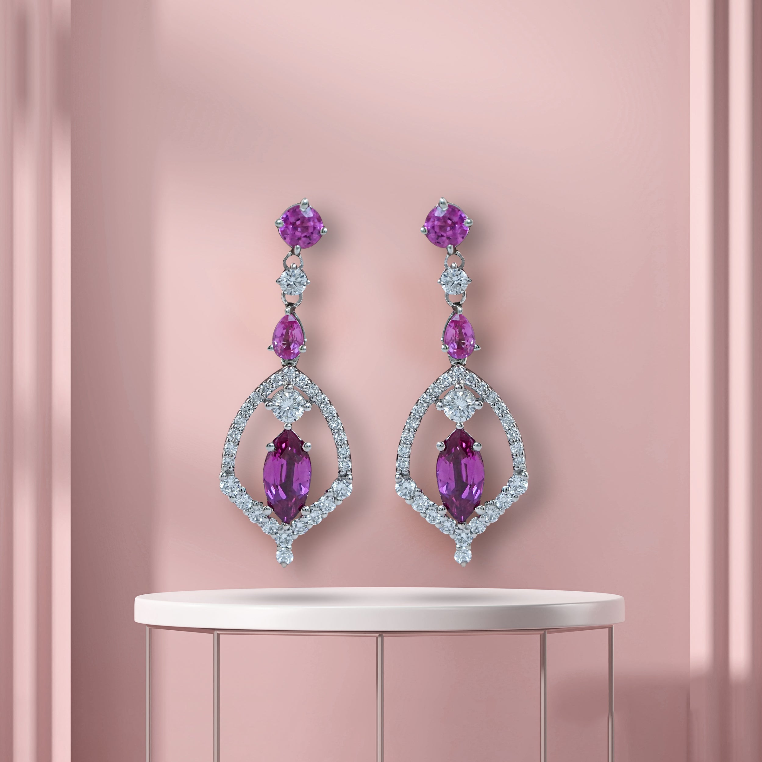 Pink Sapphire Dangle Earrings