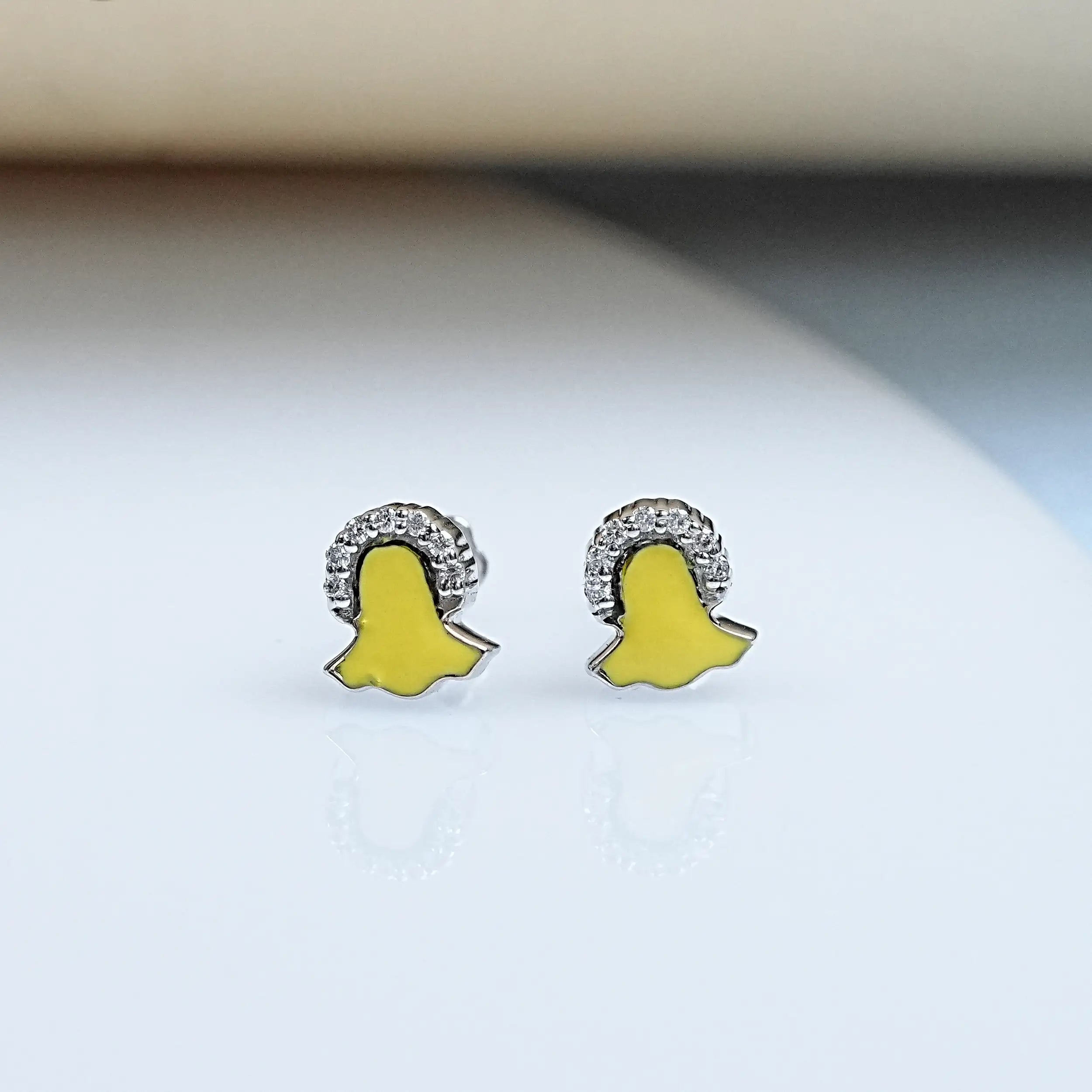 Round Diamond Enamel Snapchat Studs