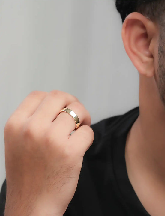 yellow gold wedding band for him
