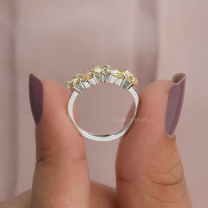 [Yellow Heart Cut Five Stone Wedding Ring In 14k White Gold]-[Ouros Jewels]