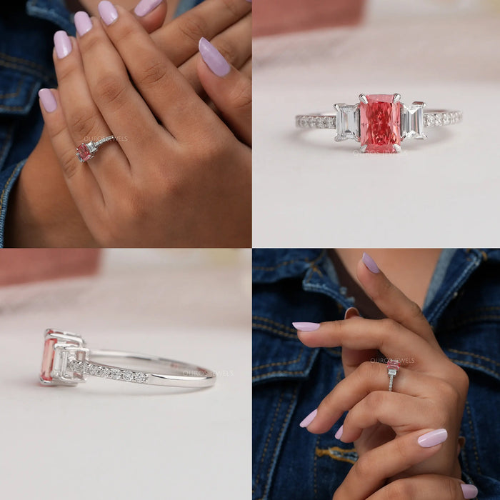 Collage Of Radiant Cut Eco Friendly Diamond Engagement Ring
