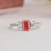 Front Look Of Pink Radiant Cut lab Made Accent Diamond Engagement Ring