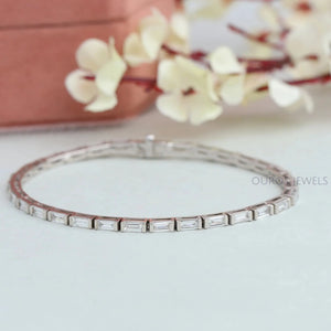 [Baguette Cut Half Bezel Set Bracelet]-[Ouros Jewels]