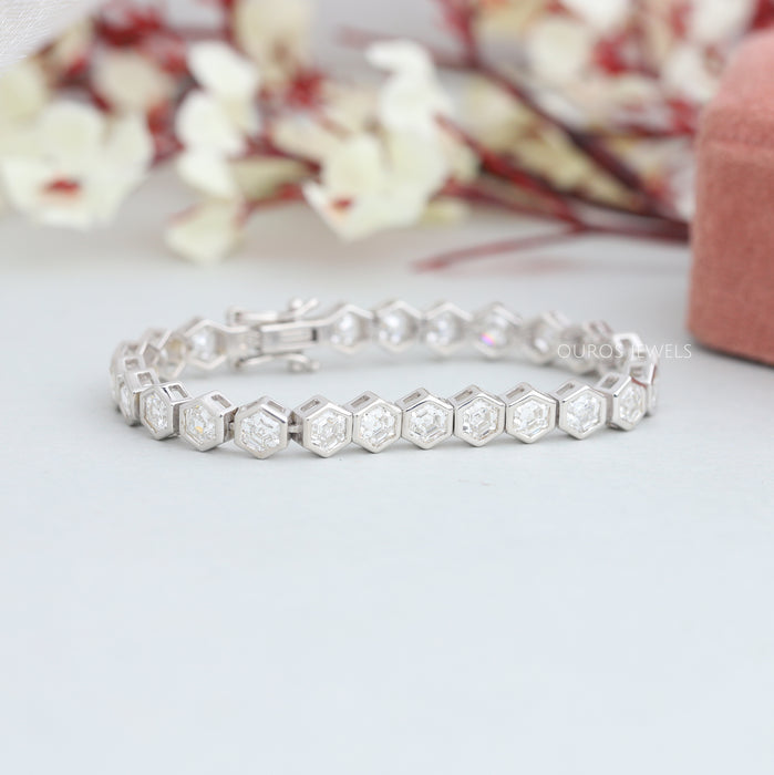 Hexagon Cut Bezel Set Tennis Bracelet