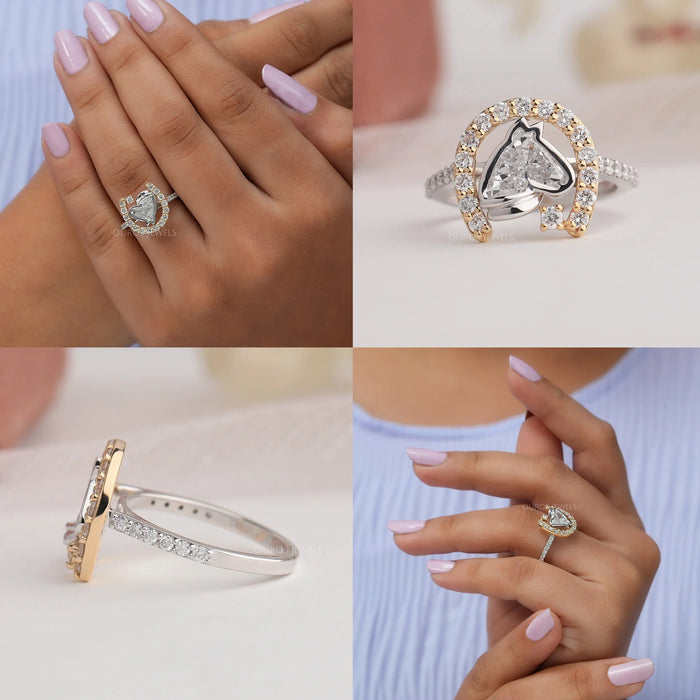Antik Form Pferd Schliff Hufeisen Diamant Ring