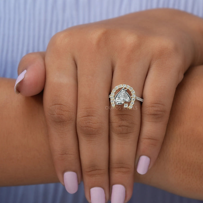 Antik Form Pferd Schliff Hufeisen Diamant Ring