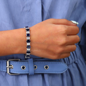 Damenarmband mit blauem Saphir und Diamanten