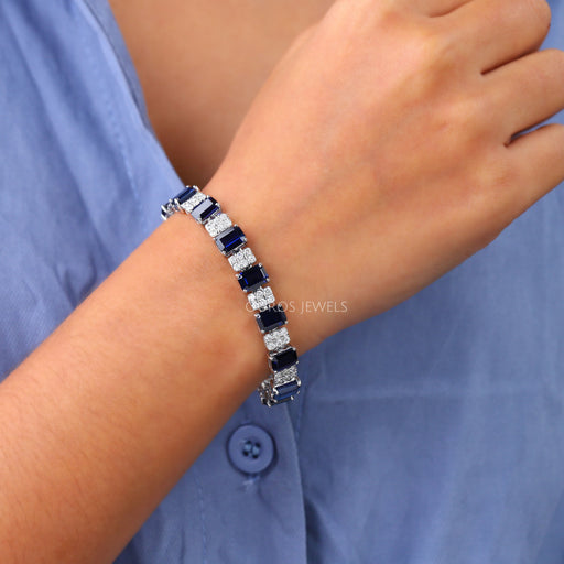 Damenarmband mit blauem Saphir und Diamanten