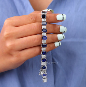 Damenarmband mit blauem Saphir und Diamanten