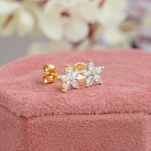 Florale Ohrringe Mit Marquise-Schliff-Diamanten