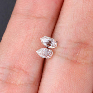 [1.36 Carat Pineapple Cut Pair Of Lab Grown Loose Diamond On Fingers]-[Ouros Jewels] 