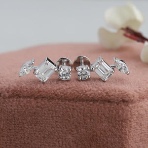 [Multi Diamond Stud Earrings]-[Ouros Jewels]