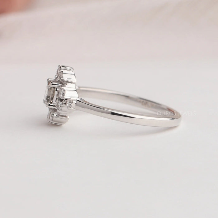 14k white gold shank of asscher halo engagement ring