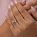 Fancy colored asscher and round cluster diamond engagement ring