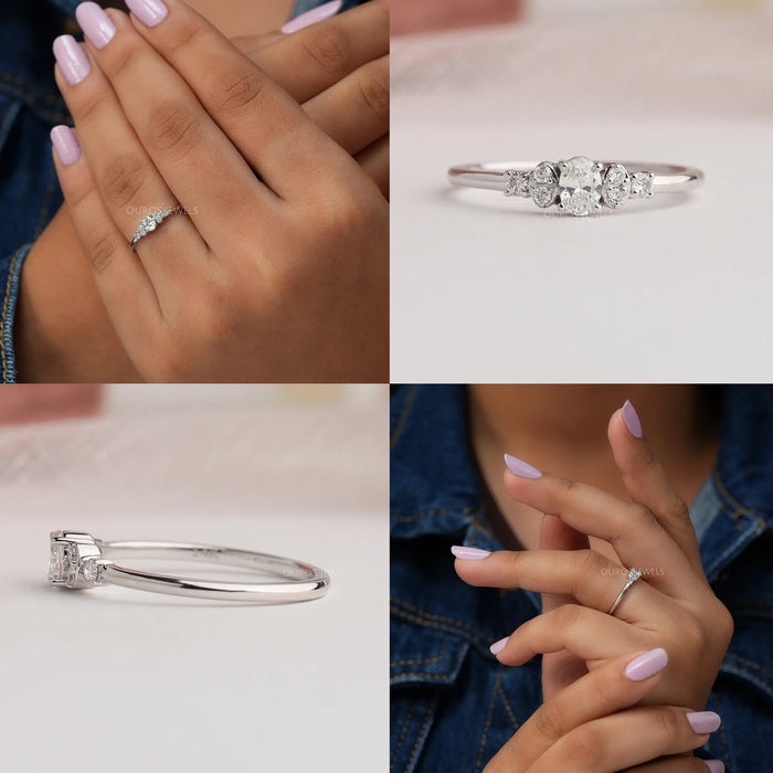 Collage of Oval cut eco friendly Lab diamond engagement ring