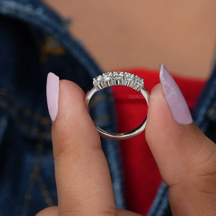 Oval five stone diamond anniversary band, perfect gift for your wife