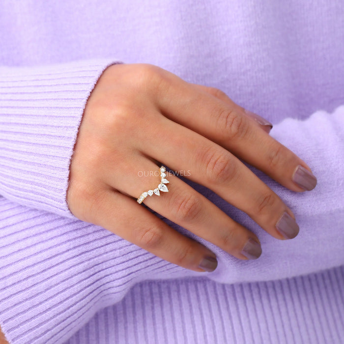 Birnenschliff Gewölbt Diamant Antragsring