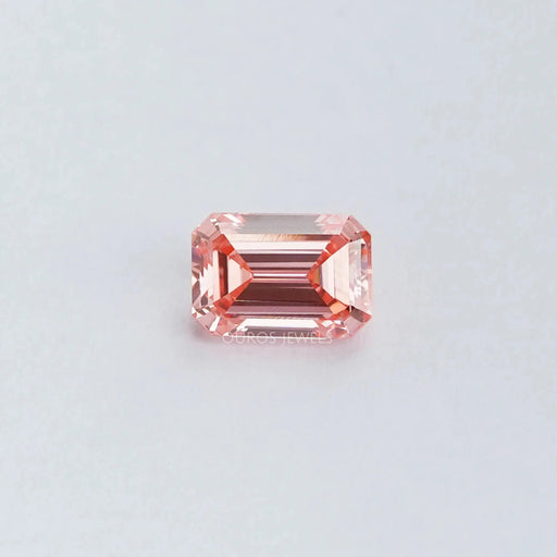 Pink Emerald cut loose lab grown diamond with Vs clarity and 1 carat