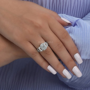 [Radiant Cut halo Engagement Ring]-[Ouros Jewels]