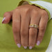 In Finger Look Of Yellow Gold Diamond Wedding Band With Round Colored Diamonds