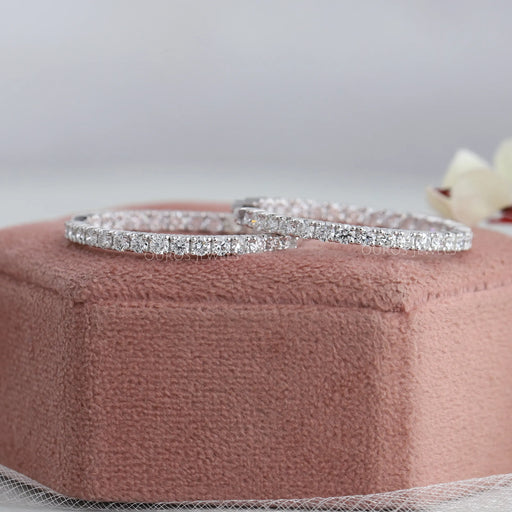 round diamond inside out hoop earrings