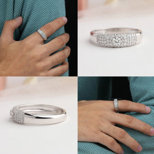 Collage image of Mens Brilliant Round Cluster Diamond Ring.