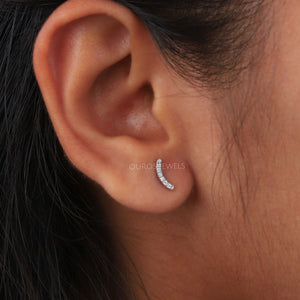 round curved bar earring