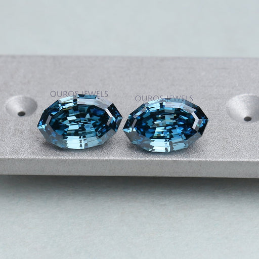 [Blue Colored Oval Shape Diamonds]-[Ouros Jewels]