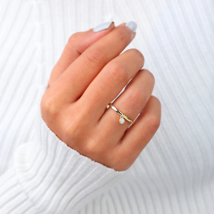 Lünetten fassung Runder Diamant Baumelring