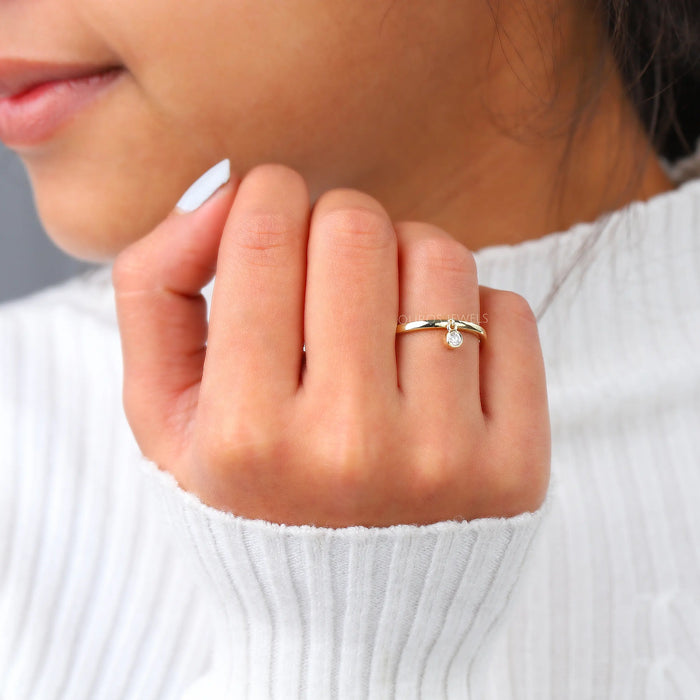 Lünetten fassung Runder Diamant Baumelring