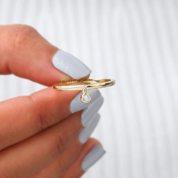 Lünetten fassung Runder Diamant Baumelring