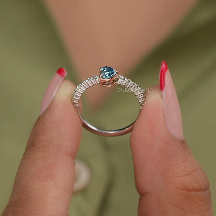 Fancy heart shape lab diamond engagement ring specially made for women's with claw prongs in white gold