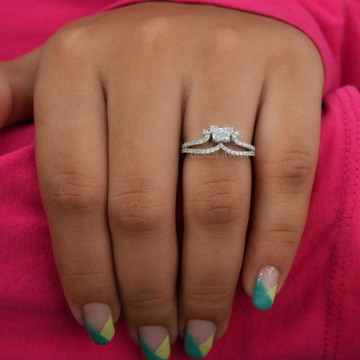 [In finger look of antique butterfly cut lab created diamond wedding ring]-[Ouros Jewels]