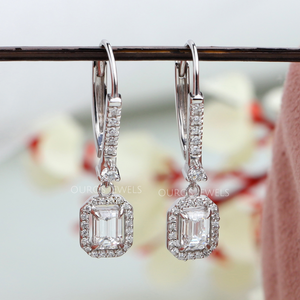 [Emerald Diamond Drop Earrings]-[Ouros jewes