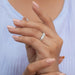 In finger side look of emerald lab made diamond wedding band